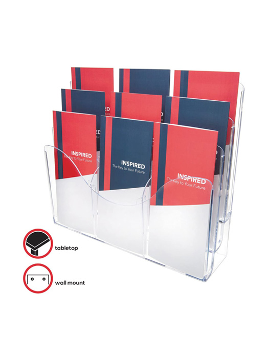 Deflecto 47631 Three-Tier Document Organizer with Dividers, 14w x 3 1/2d x 11 1/2h, Clear